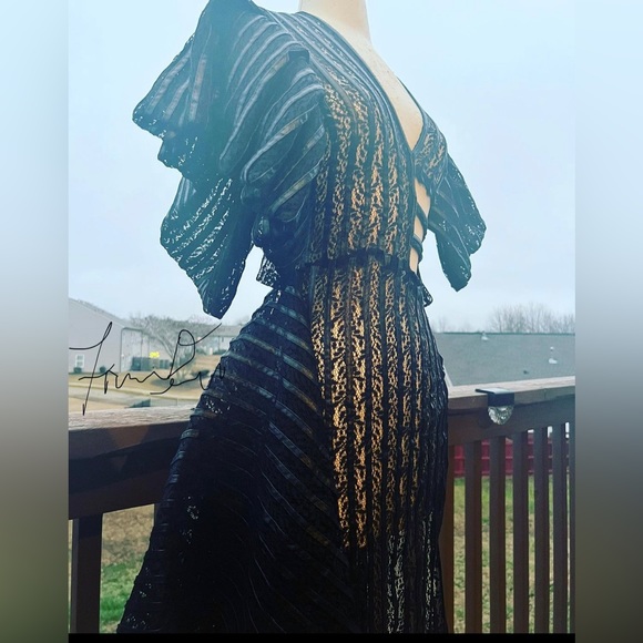 Black Lace Gown size medium 6/8 Fancy By Francesca Watson Designer sample sale - Picture 6 of 10